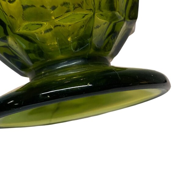 Vintage Indiana Colony Whitehall Cubist Avocado Green Glass Footed Goblet 4 1/4" - Picture 4 of 9